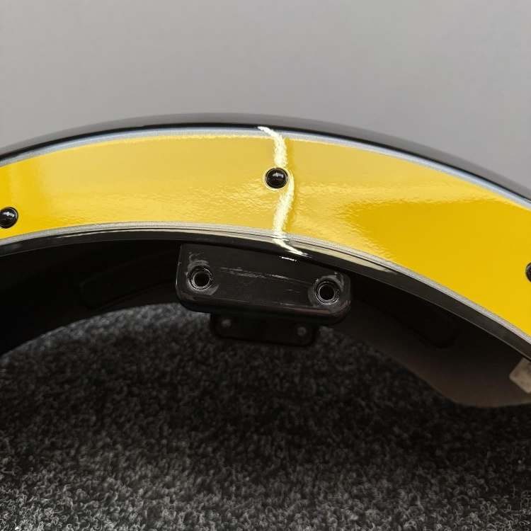 Indian Scout front fender / mudguard in gloss black with yellow graphics